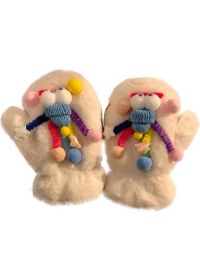 Resim Huluwa Sevimli ve Komik Peluş Mitten Artı Kadife Eldivenler (Yurt Dışından) 