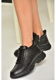 Resim Fox Shoes T555130203 Siyah Hakiki Deri Comfort Ortopedik Taban Kadın Bot Siyah 