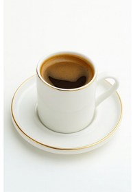 Resim 12 Parça Altın Yaldızlı Porselen Kahve Fincanı Ve Tabak 105cc Beyaz - Altın 