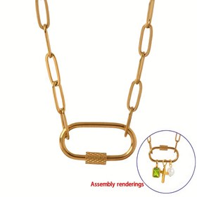 Resim 1 adet Şık DIY Pendentli Kolye, Ayarlanabilir Titanyum Çelik Kağıt Klemensi Zincir, Hipoalerjenik, Günlük Giyme ve Hediye Verme İçin Mükemmel, Hediyelik Kutu Dahil - Sevgililer Günü, Noel, Doğum Günü, Anneler Günü için İdeal 