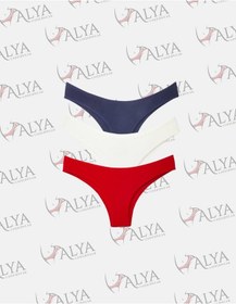 Resim Alya Underwear Kadın Brazilian Külot 3 Adet Beyaz Çok Renkli T02 