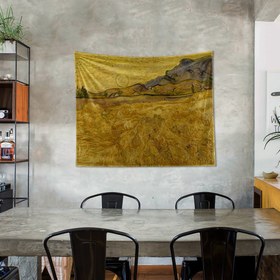 Resim Orakçı ve Güneş ile Buğday Tarlası Duvar Örtüsü - 100 cm x 135 cm 