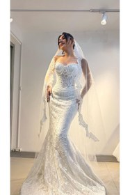 Resim Zöhra avcı gelinlik ve moda BALIK MODEL İNCİ DESENLİ DANTEL KAPLAMA 