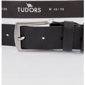 Resim Tudors Erkek %100 Hakiki Deri 3,5 Cm Klasik Siyah Kemer-24417 