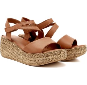 Resim Gönderi R Kadın Taba Antik Cırt Bantlı Dolgu Topuk Hakiki Deri Sandalet Dyza70945307 Taba 