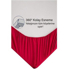 Resim Ranforce Kırmızı Pamuklu Tek / Çift Kişilik Battal Tam Kenar Lastikli Çarşaf 14 Renk Fıtted Kırmızı 