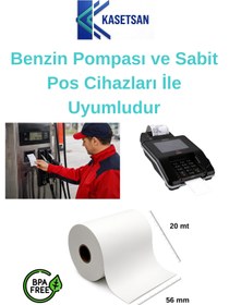Resim Kasetsan 56x20 Termal Pos Rulosu 10’lu Paket BPA’sız Benzin Pompası Uyumlu 