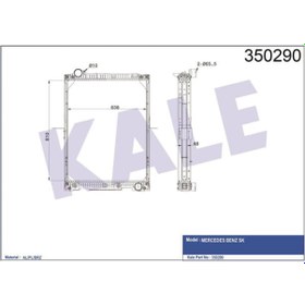 Resim KALE OTO Radyatör 350290 Radyatör Al/Brz Mercedessk Çerçeveli At 810×638×48 