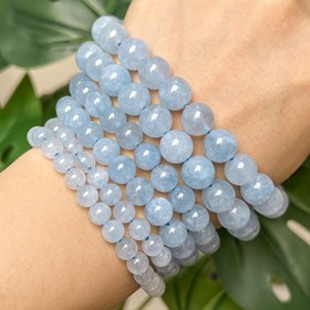 Resim 1 Sıra ASVRAI U Doğal Kalsedon Taş Boncuklar - 15 İnç Büyük 6/8/10mm Mavi Değerli Daş, DIY Takı Yapımı İçin Kolye, Bileklik, Küpe ve Yüzük İmalat İçin (A+ Kalite, Derin Maviden) 