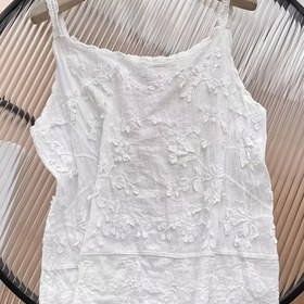 Resim 14-16 Yaş Genç Kızlar İçin Pamuklu Yuvarlak Yaka Delikli Kolsuz Dar Kesim Örgü Üst, Linen ve Pamuklu 