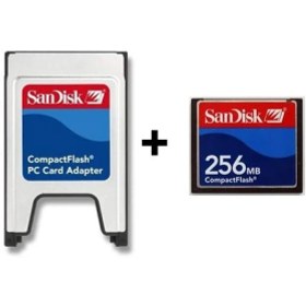 Resim Sandisk 256MB Ultra II Compact Flash Card + Sandisk PCMCIA-CF Adaptör 
