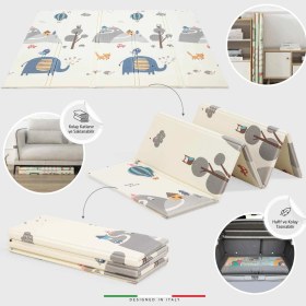 Resim Elele Happy Bear Katlanabilir Oyun Halısı 180 x 200 cm Krem Rengi Eğlenceli Desenli Yumuşak Mat XFD216 