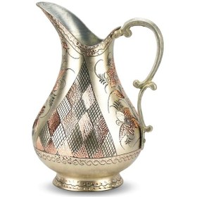 Resim Gül Çiçek Gümüşlü İşlemeli Bakır Sürahi 
