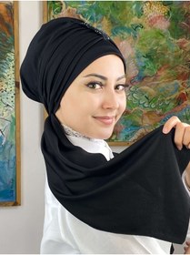 Resim BUTİKAMBAR Hürrem Taşlı Tek Biritli Atkılı Siyah Bone 