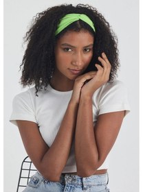 Resim Kadın Pamuklu Penye, Kaymaz, Yumuşak, Esnek, Stilinle Öndesin Saç Bandı Bandana - Tek Ebat / Yeşil Yeşil 