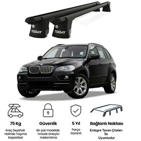 Resim Trio-ıı Bmw X5 2006-2013 Uyumlu Siyah Kilitli Ara Atkı 135cm Port Bagaj Tavan Barı 