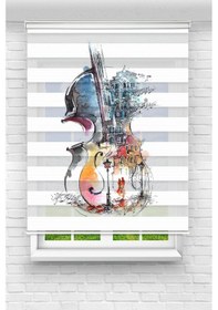 Resim Perdecizade Enxboy Keman Dijital Baskılı Zebra Perde-cocuk Odası-stor Perde Renkli 