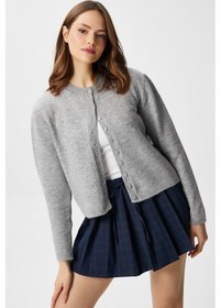 Resim Kadın Nina Bisiklet Yaka Gri Basic Hırka Gri 