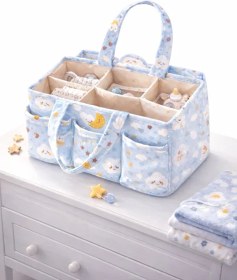Resim Premium Mavi Bebek Bakım Çantası I Anne Bebek Organizer Çok Bölmeli , Geniş Hacimli 30 X 20 X 21 