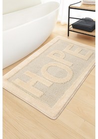 Resim Doğal Kaymaz Taban Banyo Paspas Uzun Ömürlü Yumuşak Dokulu Su Emici Yıkanabilir Hope 60x100 Krem 