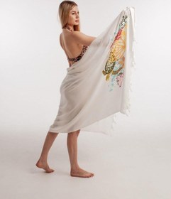 Resim Varol Baskılı Bambu Peştemal Plaj Havlusu - Caretta Caretta Carettacaretta/90x180 Krem 