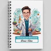 Resim En Başarılı Erkek Fen Öğretmeni Karikatürlü Defter 