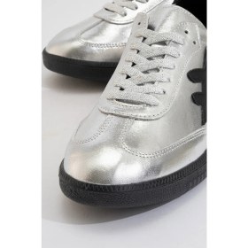 Resim Dericlub Marine Kadın Günlük Bağcıklı Spor Ayakkabı Gerçek Deri Gümüş/siyah 