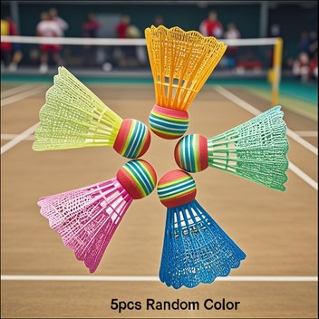 5 adet Karışık Renkli Badminton Tüyleri, Dayanıklı PA İpek, Hafif ve Takip Edilebilir, Açık ve Kapalı Sporlar için Uygun, Tamamlanmış Badminton Seti