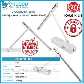 Resim Kale Kilit Raylı Kapı Hidroliği Paslanmaz Kapak 4 Numara (GÜMÜŞ) 15-80 KG / KD002/50-640 