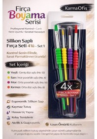 Resim Silikon Saplı Fırça Seti 4 Lü Akrilik, Guaj Ve Tuval İçin Ergonomik Boyama Fırçası Seti 