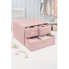 Resim Pembe 3 Bölmeli Çekmeceli Bebek Dolabı, Şık ve Kullanışlı Tasarım 