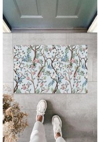 Resim Dijital Daldaki Kuşlar Mavi Kapı Paspası Dış Mekan Paspas K-3052 