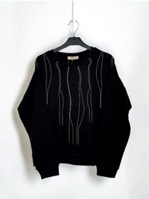 Resim Kız Çocuk Mevsimlik Pamuklu Zincirli Sweatshirt-14445 Siyah 