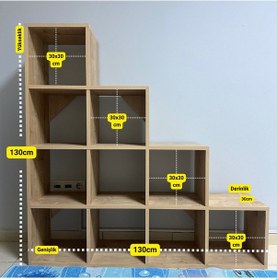 Resim Mukotoys Basamak Raf Kitaplık Mdf 130x130 