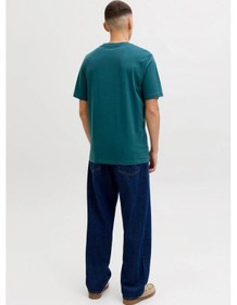 Resim Jack & Jones Jjbrandon Bisiklet Yaka Kısa Kollu Erkek T-shirt PETROL 