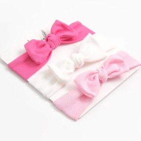 Resim LOGO AKSESUAR 0-3 Yaş Kız Bebek Bandana 3'lü Set (KOYU PEMBE-AÇIK PEMBE-BEYAZ) 