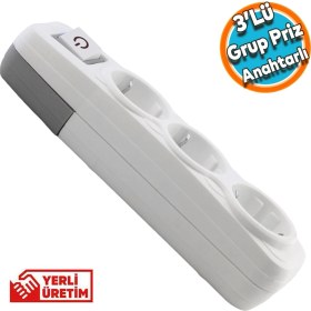 Resim Nzb Grup Priz 3'lü Anahtarlı Kablosuz Başlık Piriz Klemensli Üçlü 