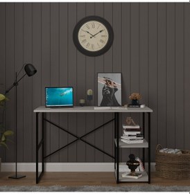 Resim Raflı Metal Çalışma Masası-metalçm01-kül Gri Kül Gri 