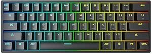 Resim Valkyrie Leaven K620 Blue Switch Mekanik Gaming Oyun Klavyesi RGB 61 Key Mavi Tuş Type-C Klavye Siyah 