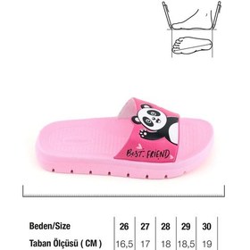 Resim Gezer Kız Çocuk Yazlık Best Friend Panda Pu Rahat Taban Ev Banyo Havuz Plaj Terlik Fuşya 