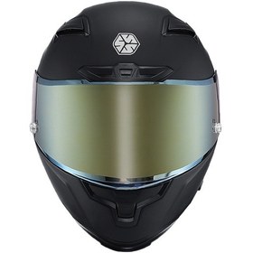 Resim Scoyco FF-871 YAKSHA MAT SİYAH-GOLD GÜNEŞ VİZÖRLÜ KAPALI KASK (GOLD CAMLI) 