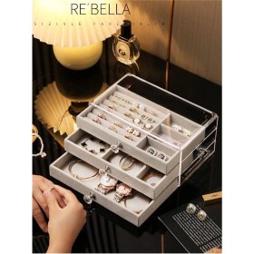 Resim MCM Group 3 Çekmeceli Bölmeli Şeffaf Takı Kutusu | Mücevher Saklama Kutusu | Gri Renk Seçeneği 13X23X10 