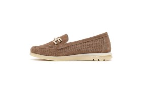 Resim Derimod Kadın Vizon Bağcıklı Tokalı Süet Deri Comfort Loafer 26PFD150310 