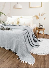 Resim Battaniye Pamuk Riona 180x200 Cm Gri 