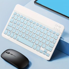 Resim 10 İnç Kablosuz Klavye, Type-C Şarj, Hafif ve Taşınabilir, Kolay Değişim, Kararlı Bağlantı, Çoklu Cihaz Uyumlu, Ambidextrous Tasarım, PC, Tablet, Telefon, Ofis Kullanımı İçin İdeal - Mavi Arka Işıklu Tuşlar, Ofis Klavyesi | Modern Klavye | Ambidextrous Klavye 