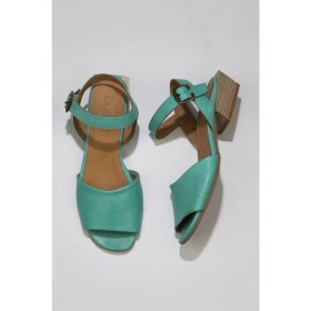 Resim Bueno Shoes Yeşil Deri Kadın Topuklu Sandalet 