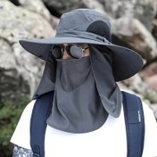 Resim Çıkarılabilir 360 Derece Yüz Maskesi ve Boyun Gölgesi ile Tam Kapsamlı Güneş Şapkası, Yazlık Dış Mekan İşleri İçin Mükemmel Katlanabilir Büyük Yuvarlak Şapka 