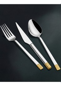 Resim Arsel Mozaik Gold 84 Parça Çelik Çatal Kaşık Bıçak Takımı 304 Kalite 18/10 Metalik 