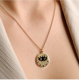 Resim Lekka Design Madalyon Kararmaz Çelik Kadın Göz Kolye Çelik 