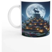 Resim Oğlak Burcu Baskılı Kahve Kupası - Ay Işığında Zodyak Bahçesi Vs3 